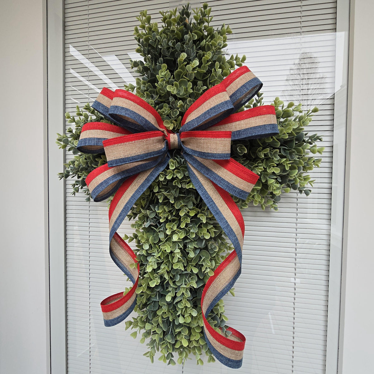 EASTER CROSS WREATH For Front Door, Double Door Wreaths, Memorial, Year Round, Religious Wall Decor, Christian Church, Christianity Gift