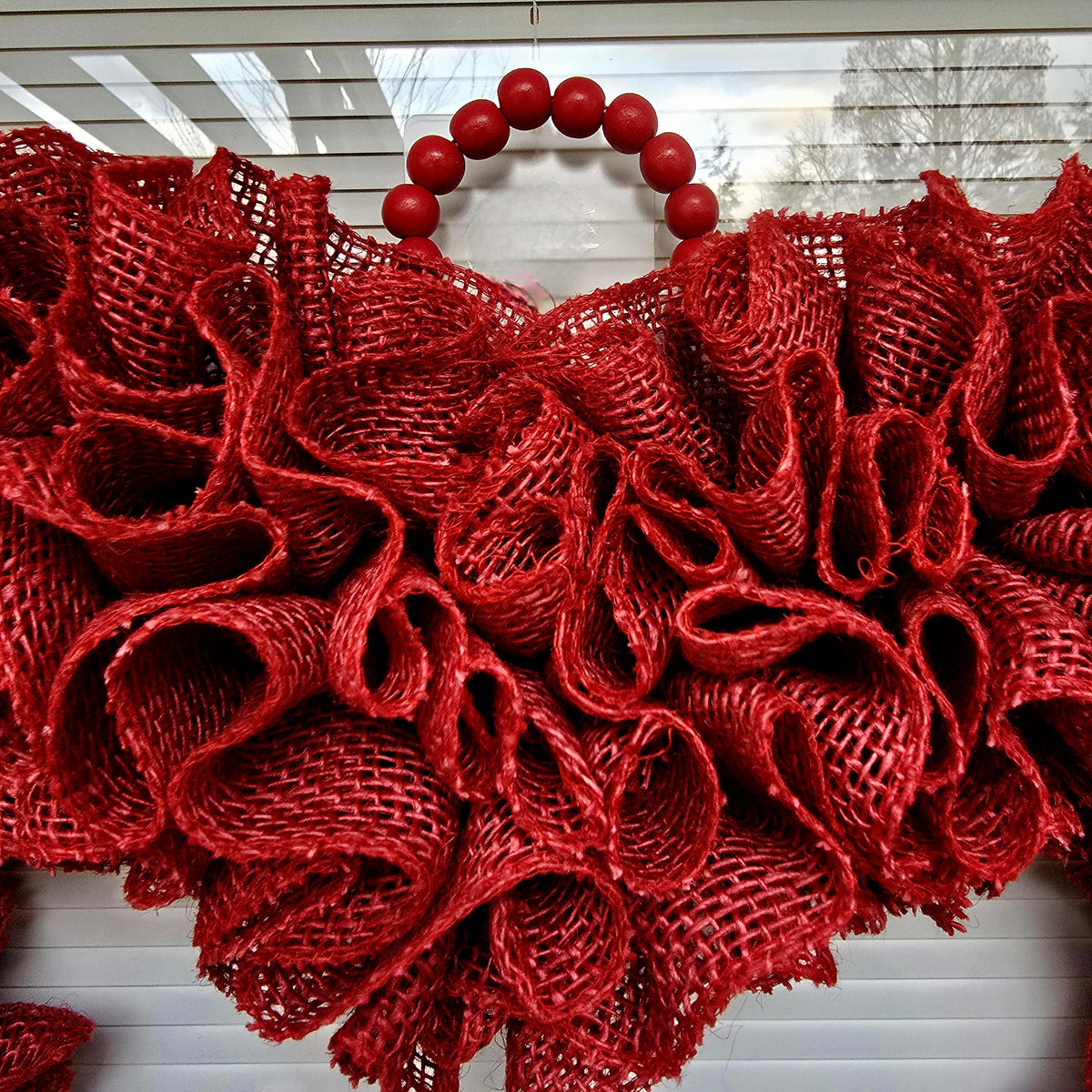 22" Valentine Day Wreath For Front Door Decor Large Red Burlap Heart Hanger