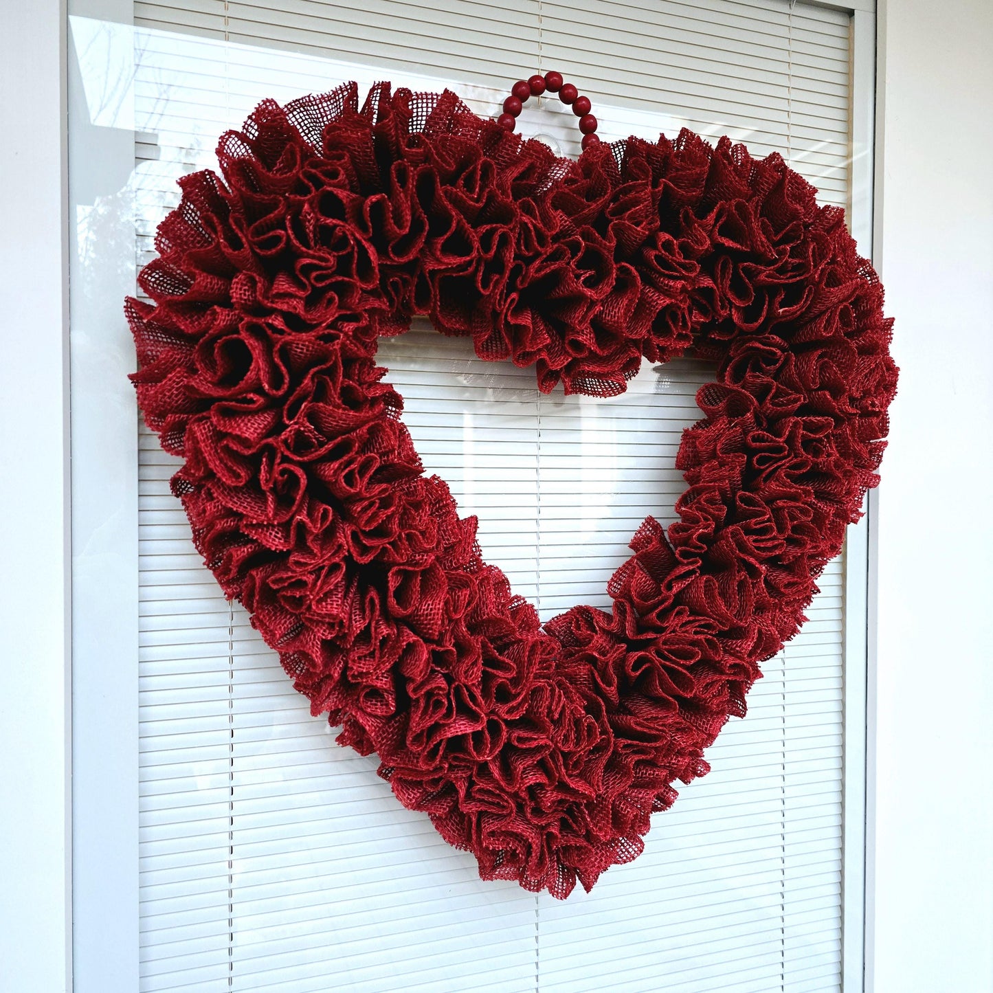 22" Valentine Wreath For Front Door Valentines Day Double Doors Wreaths Indoor Outdoor Vday Decor Large Red Burlap Heart Shaped Home Gift