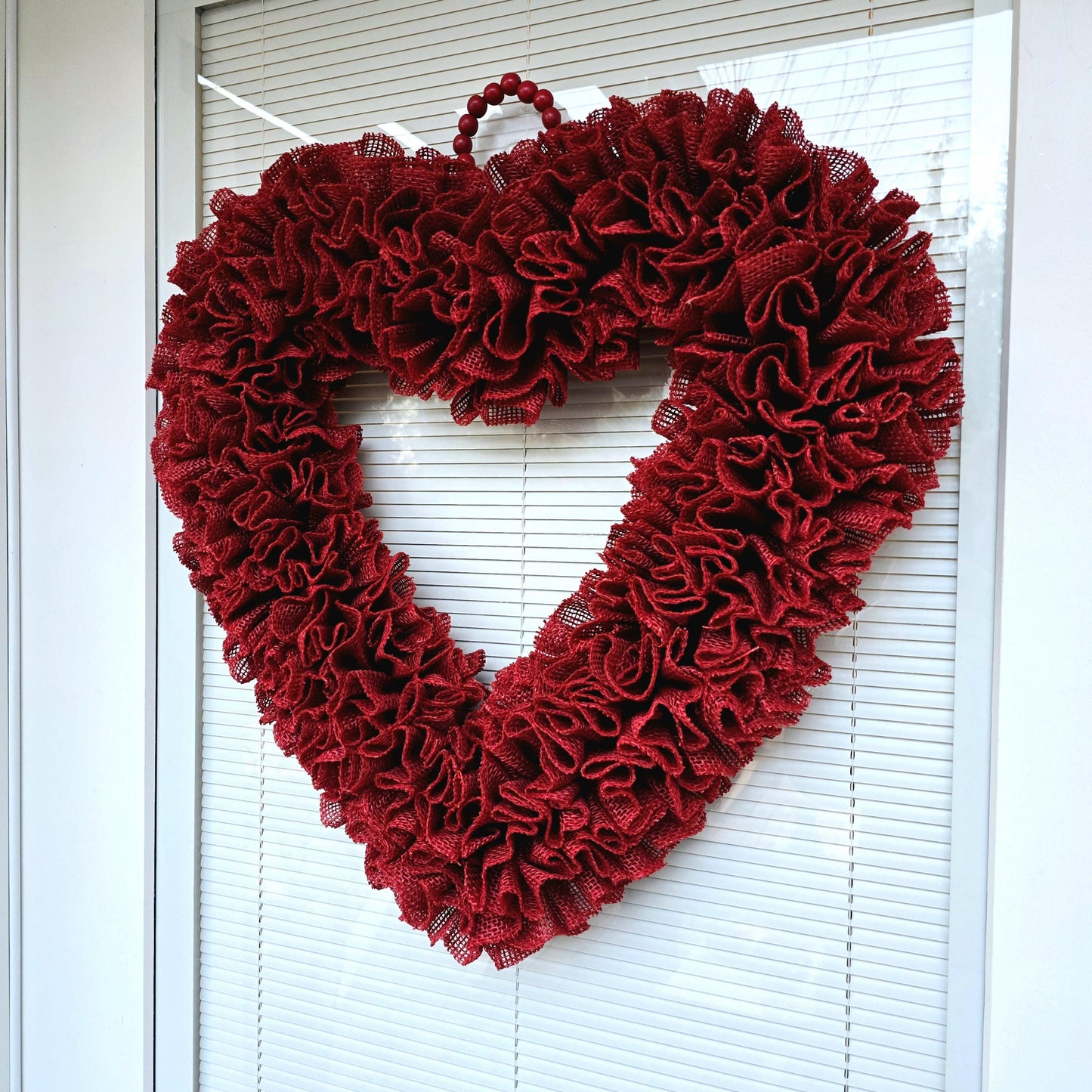 22" Valentine Wreath For Front Door Valentines Day Double Doors Wreaths Indoor Outdoor Vday Decor Large Red Burlap Heart Shaped Home Gift