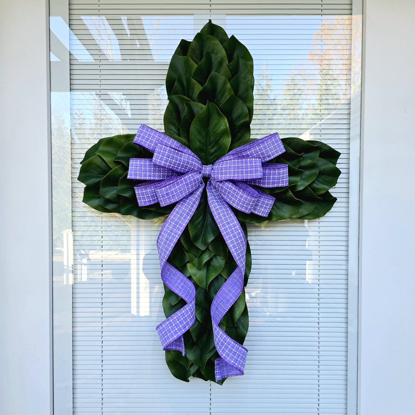 Easter Cross Wreath For Front Door Double Doors Wreaths Christian Wall Decor Lent Religious Swag Church Magnolia Greenery Hanger Home Gift