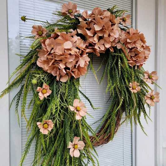 Year Round Wreath For Front Doors Double Door Wreaths Outdoor Spring Summer Fall Decor Neutral Hydrangea Florals Everyday Greenery Home Gift