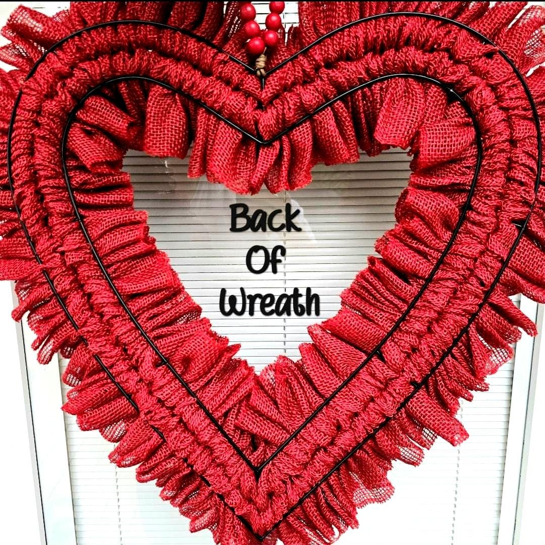 Valentines Day Wreath For Front Door Double Door Wreaths Indoor Outdoor Vday Decor Large Red Burlap Heart Shaped Hanger Home Gift