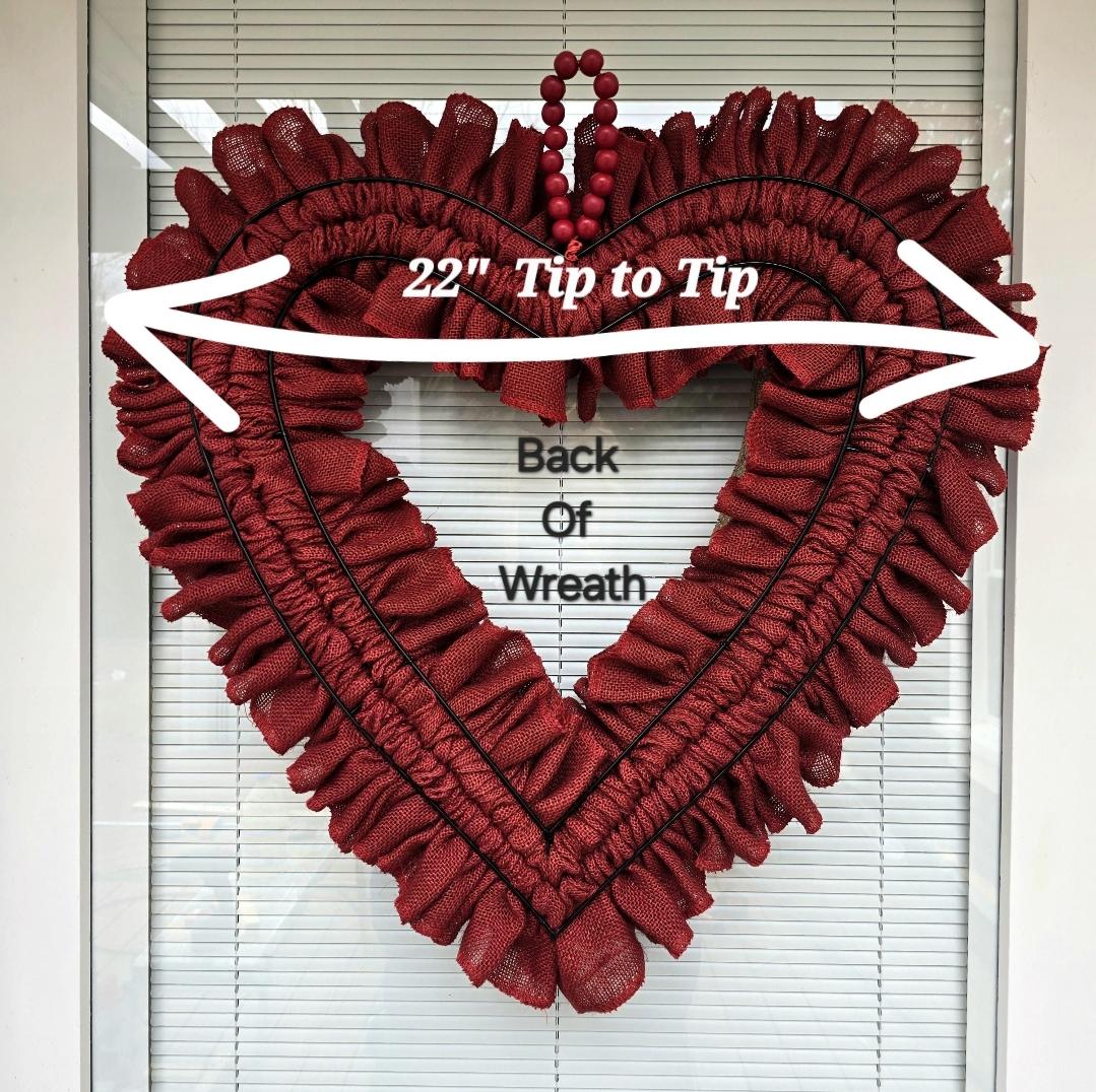 22" Valentine's Day Wreath For Front Door Double Door Indoor Outdoor Vday Home Decor Large Pink Burlap Heart Shaped Housewarming Gift