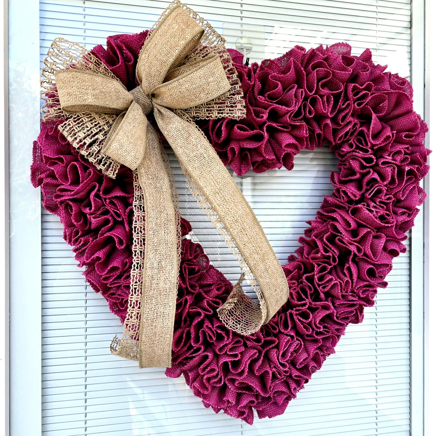 22" Valentine's Day Wreath For Front Door Double Door Indoor Outdoor Vday Home Decor Large Pink Burlap Heart Shaped Housewarming Gift