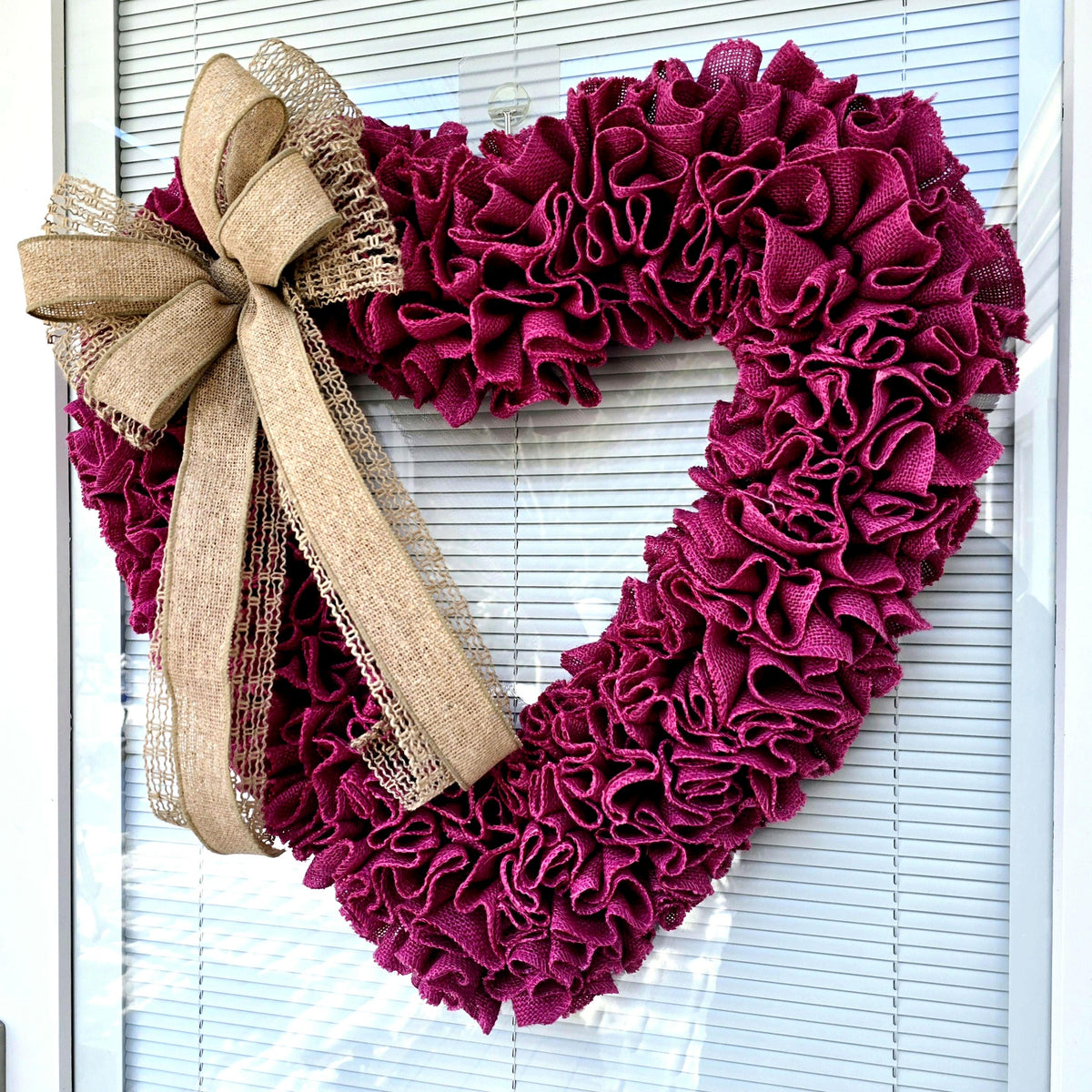 22" Valentine's Day Wreath For Front Door Double Door Indoor Outdoor Vday Home Decor Large Pink Burlap Heart Shaped Housewarming Gift