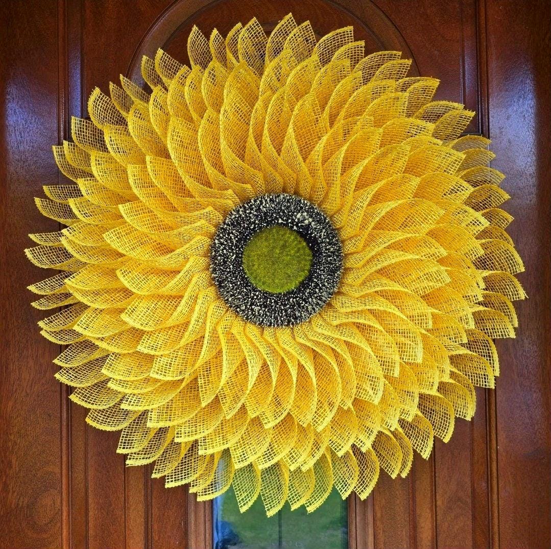 Sunflower Wreath For Front Door Double Doors Wreaths Large Seasonal Outdoor Spring Summer Fall Home Decor Yellow Burlap Flower Floral Gifts