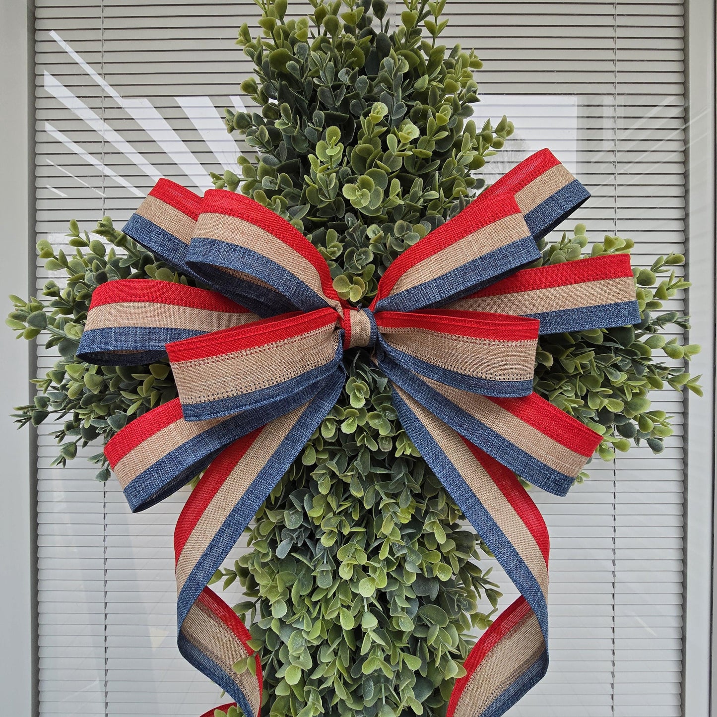 Cross Wreath with Patriotic Bow