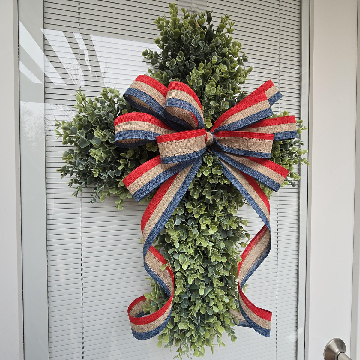 EASTER CROSS WREATH For Front Door, Double Door Wreaths, Memorial, Year Round, Religious Wall Decor, Christian Church, Christianity Gift