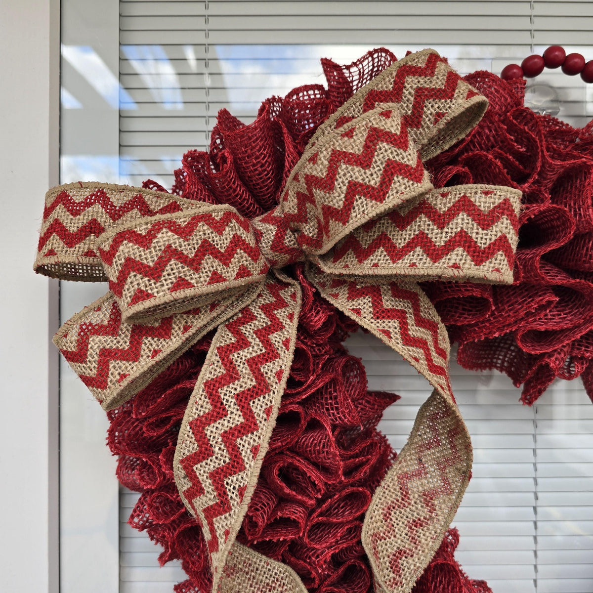 22" Valentine Day Wreath For Front Door Decor Large Red Burlap Heart Hanger