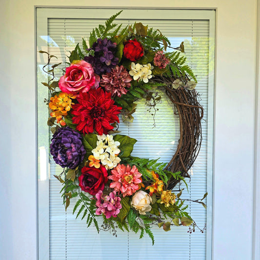 Spring Summer Wreath For Front Door Double Door Wreaths Indoor Outdoor Decor Large Round Floral Home Decoration Modern Housewarming Gift