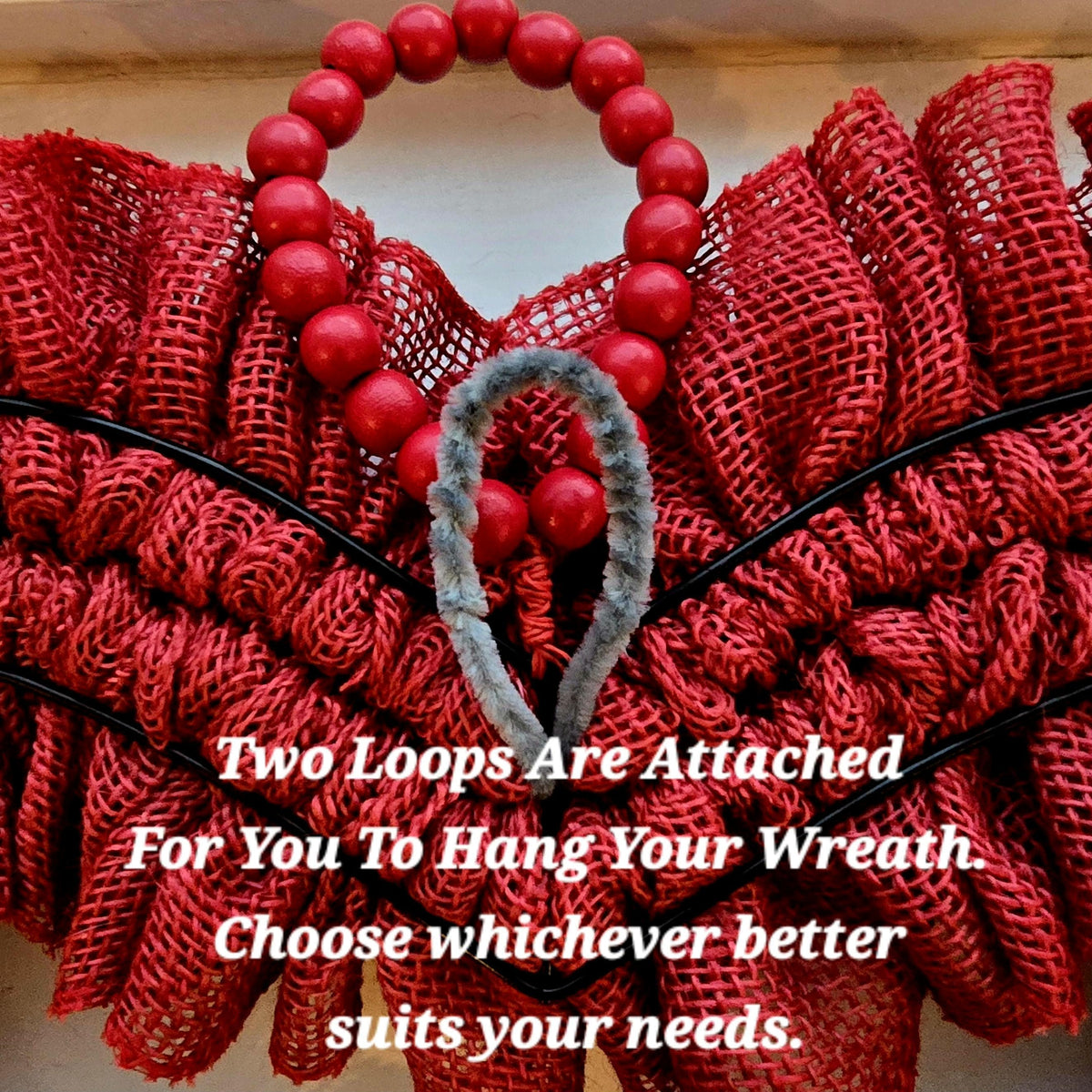 22" Valentines Day Wreaths For Front Door Decor Outdoor Red Burlap Heart Shaped Hanger