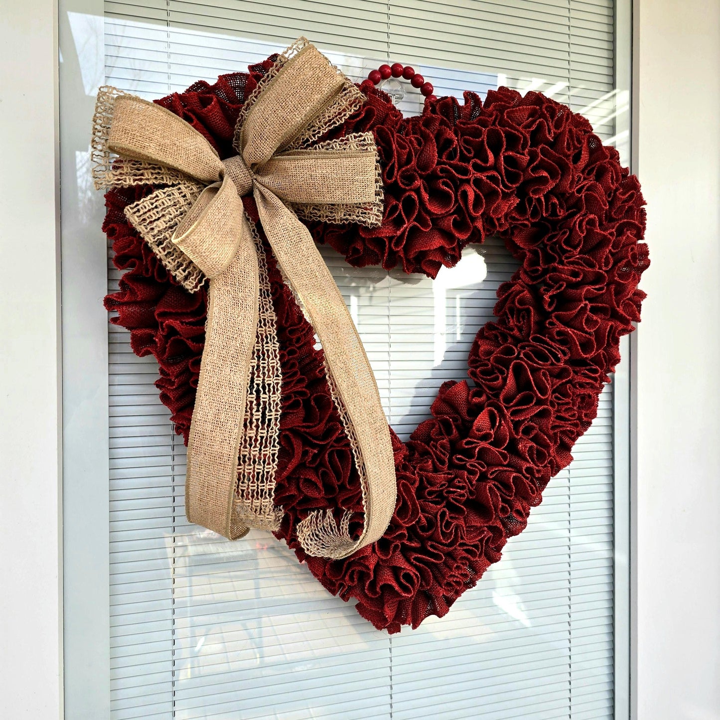 22" Valentines Day Wreath For Front Door Double Door Indoor Outdoor Vday Home Decor Large Red Burlap Heart Shaped Wreaths Housewarming Gift