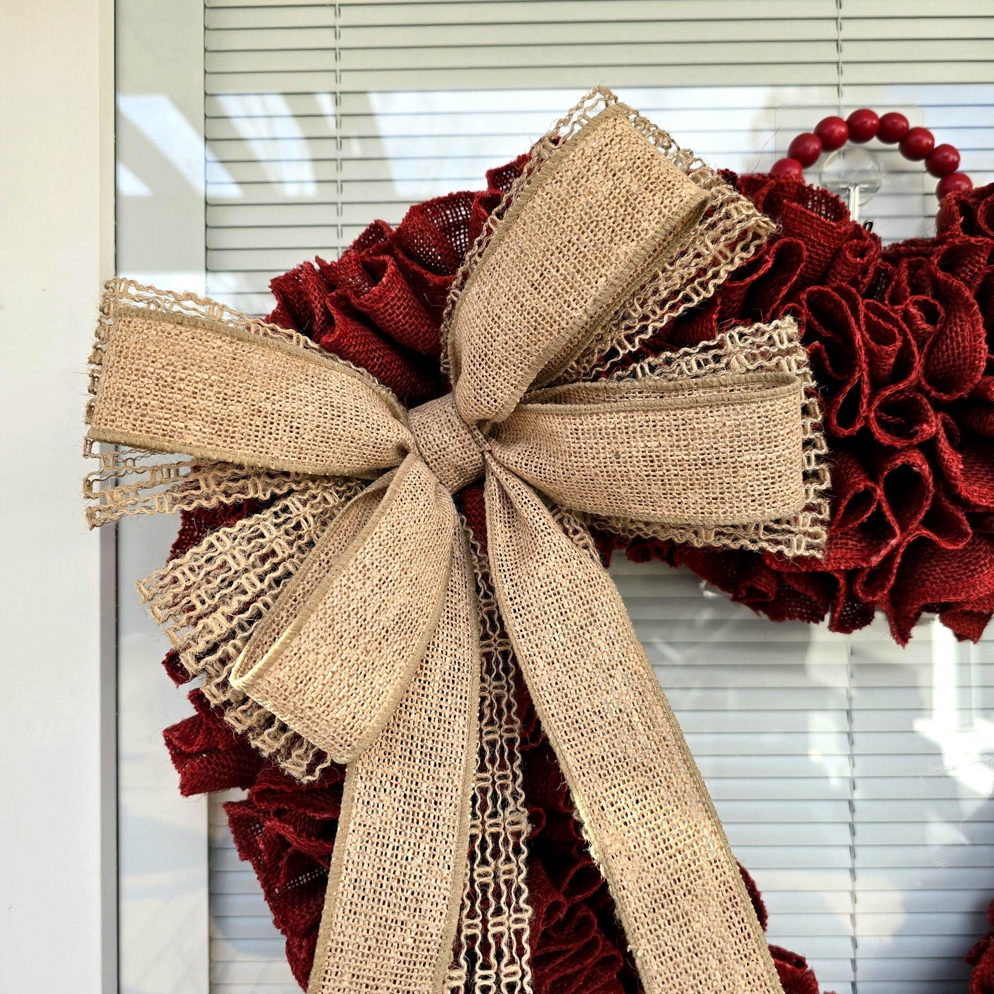 22" Valentines Day Wreath For Front Door Double Door Indoor Outdoor Vday Home Decor Large Red Burlap Heart Shaped Wreaths Housewarming Gift