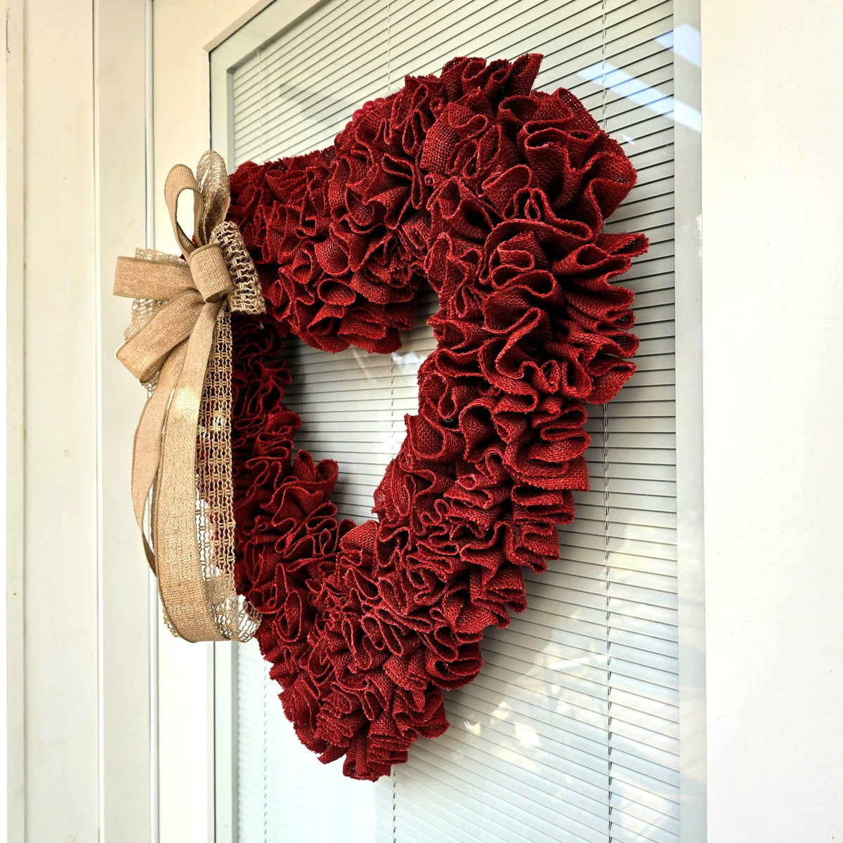 Valentine's Day Wreath For Front Door Decor Heart Shaped Burlap Hanger