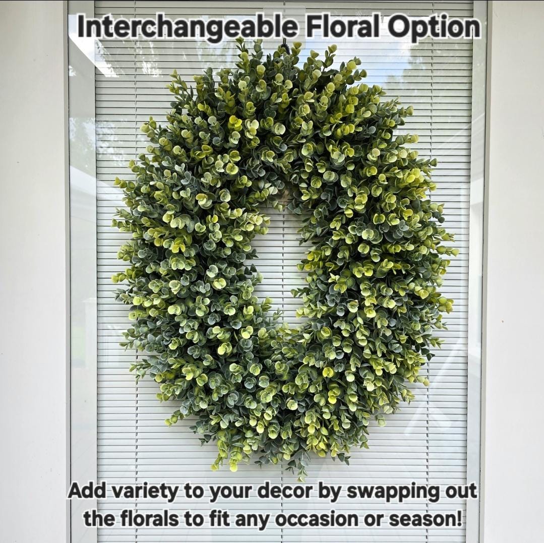 SPRING SUMMER WREATH For Front Door Double Door Wreaths Purple Hydrangea Lavender Wild Flowers Eucalyptus Home Decor Oval Year Round Gifts