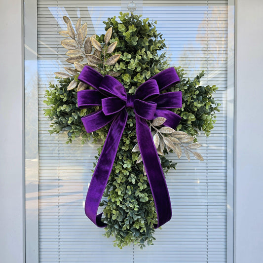 EASTER CROSS WREATH For Front Door, Double Door Wreaths, Memorial, Year Round, Religious Wall Decor, Christian Church, Christianity Gift