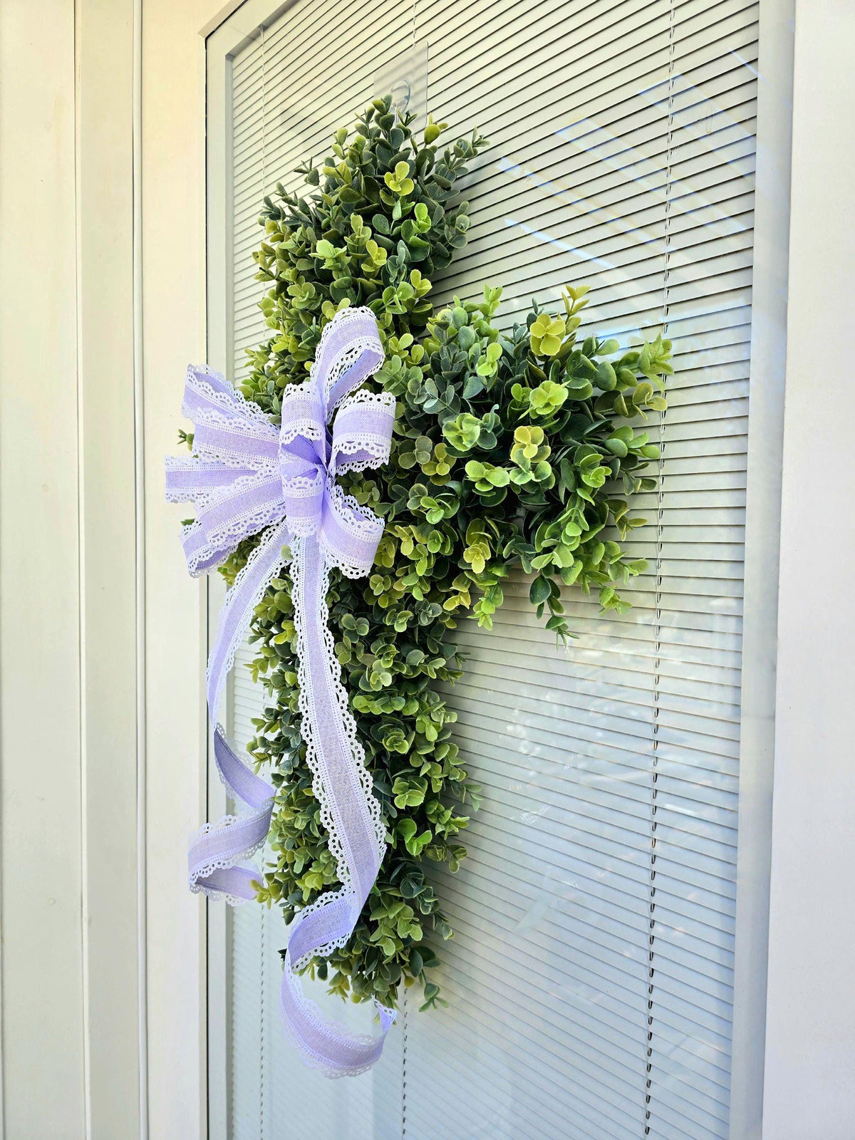 EASTER CROSS WREATH For Front Door, Double Door Wreaths, Memorial, Year Round, Religious Wall Decor, Christian Church, Christianity Gift