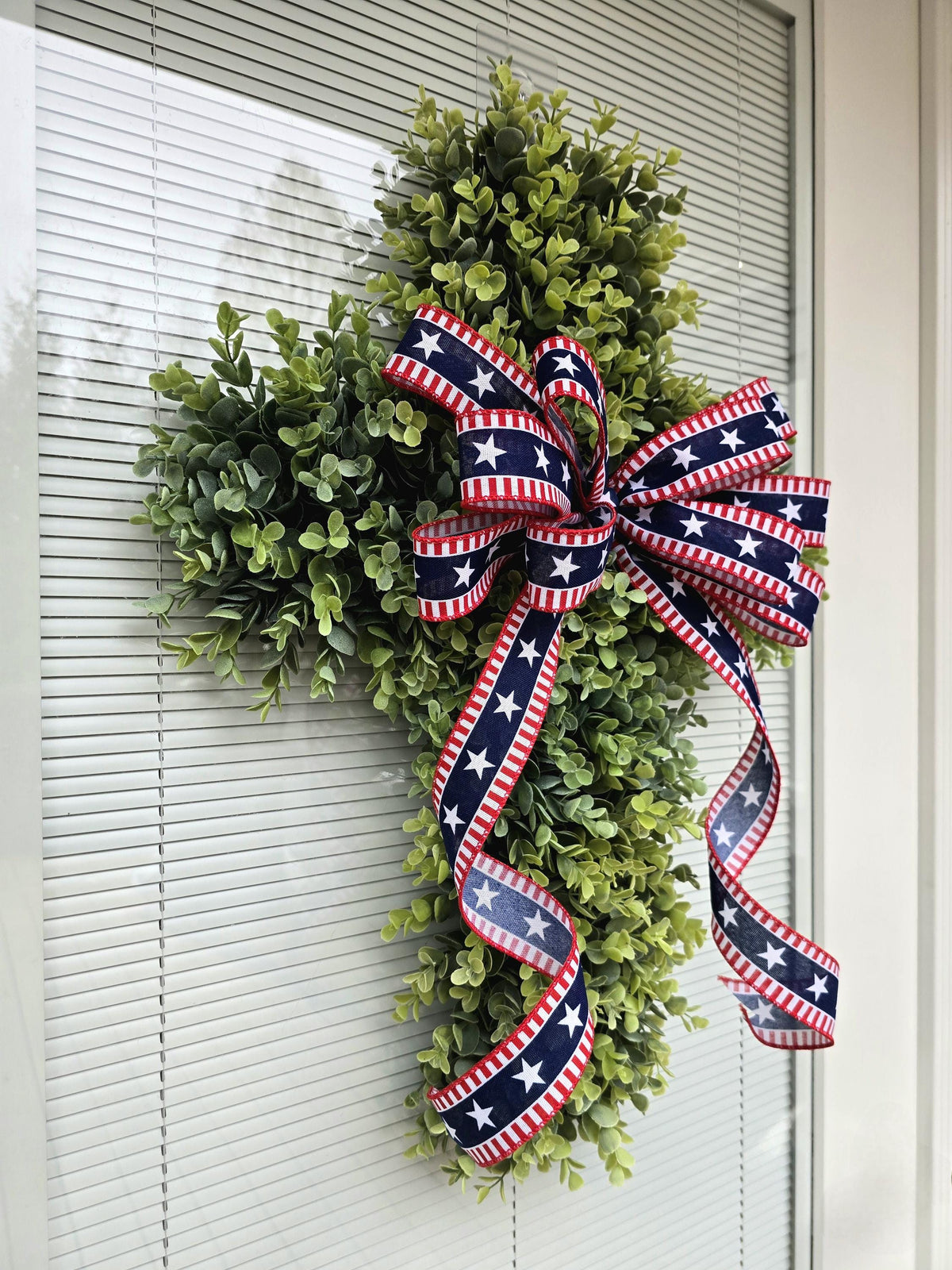 Boxwood Cross Wreath for Front Door, Farmhouse Religious Decor, Easter & Lent Cross Wreaths, Christian Door Hanger