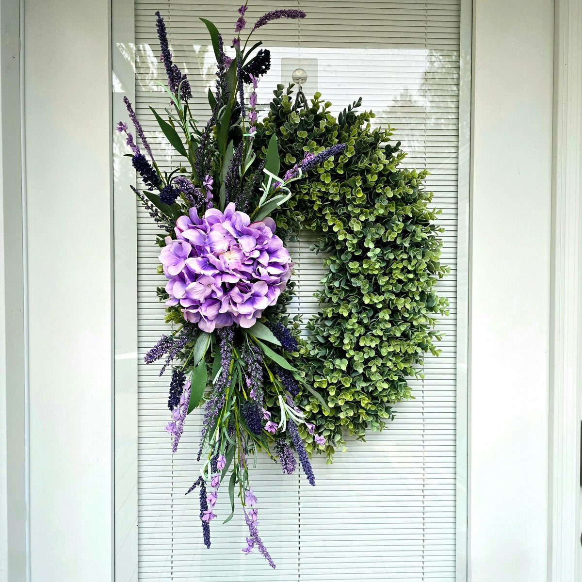 SPRING SUMMER WREATH For Front Door Double Door Wreaths Purple Hydrangea Lavender Wild Flowers Eucalyptus Home Decor Oval Year Round Gifts