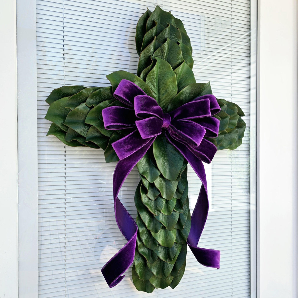 EASTER CROSS WREATH For Front Door, Double Door Wreaths, Memorial, Year Round, Religious Wall Decor, Christian Church, Christianity Gift