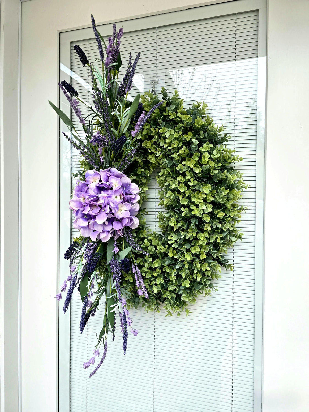 SPRING SUMMER WREATH For Front Door Double Door Wreaths Purple Hydrangea Lavender Wild Flowers Eucalyptus Home Decor Oval Year Round Gifts