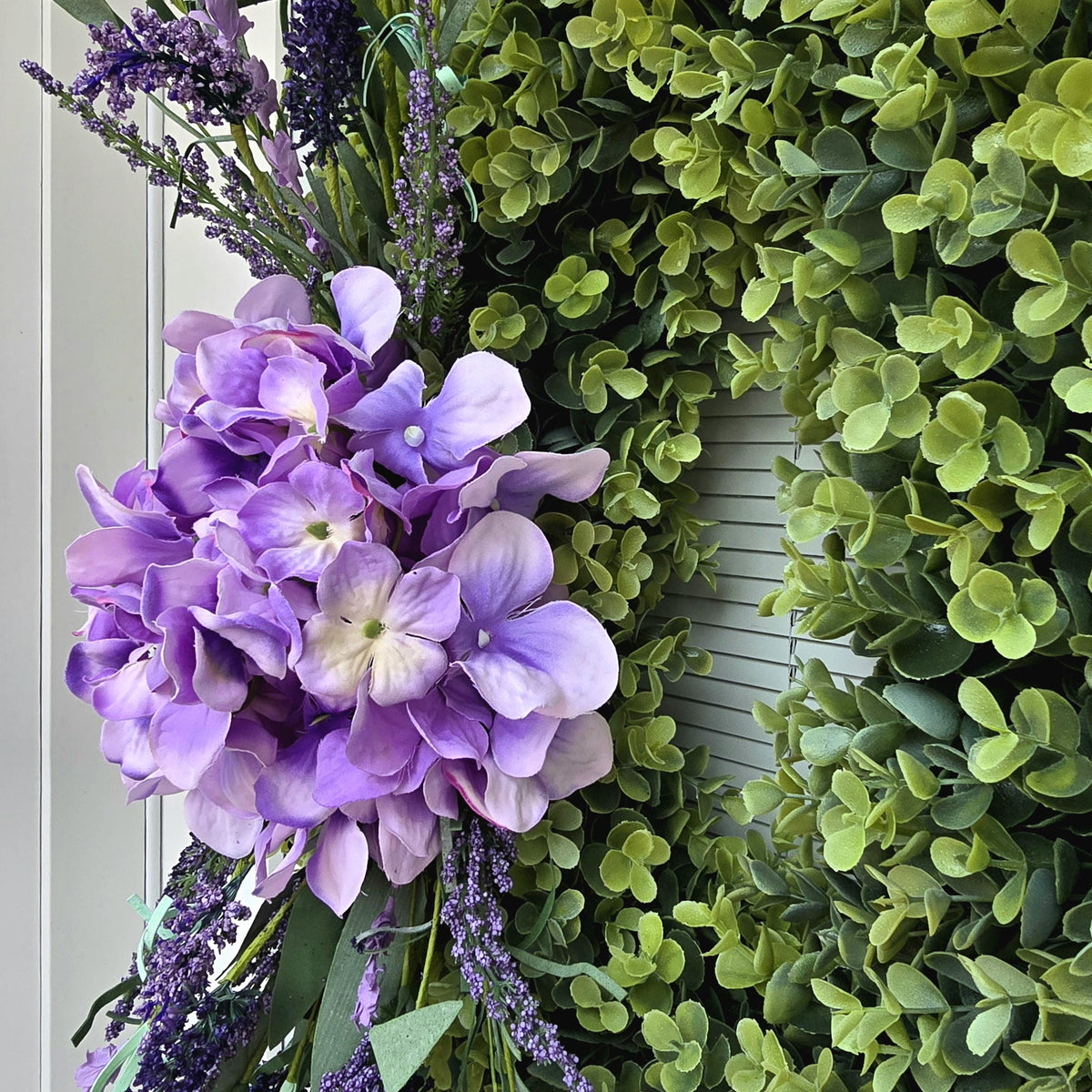 SPRING SUMMER WREATH For Front Door Double Door Wreaths Purple Hydrangea Lavender Wild Flowers Eucalyptus Home Decor Oval Year Round Gifts