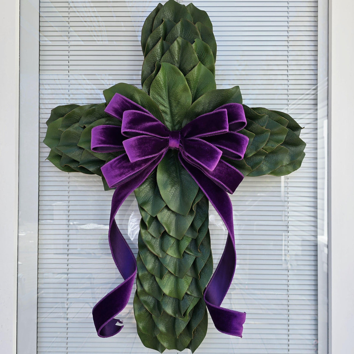 EASTER CROSS WREATH For Front Door, Double Door Wreaths, Memorial, Year Round, Religious Wall Decor, Christian Church, Christianity Gift