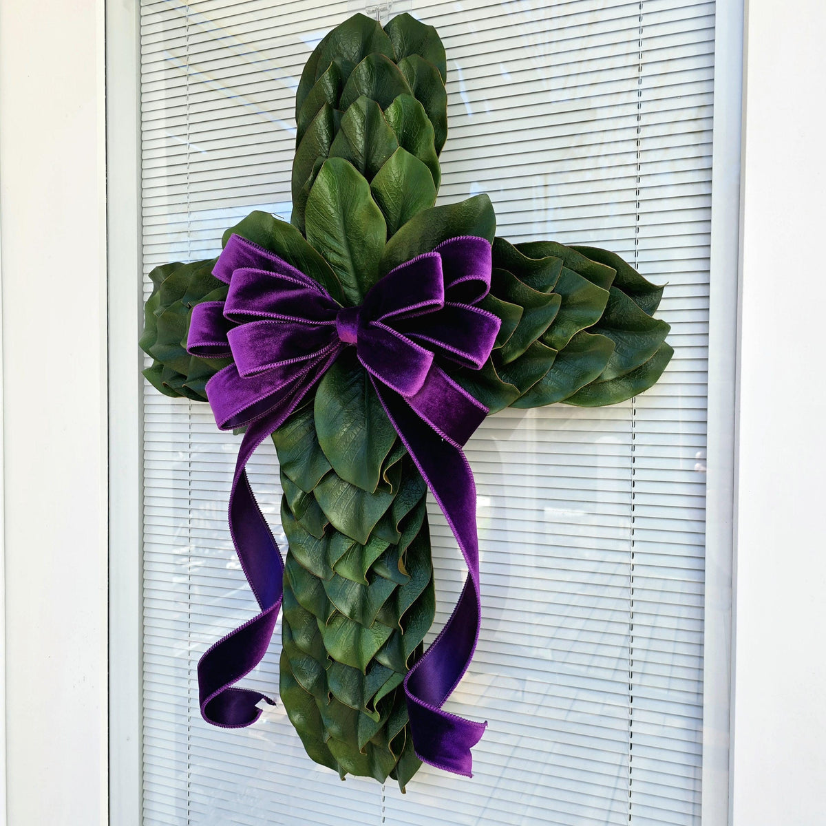 EASTER CROSS WREATH For Front Door, Double Door Wreaths, Memorial, Year Round, Religious Wall Decor, Christian Church, Christianity Gift