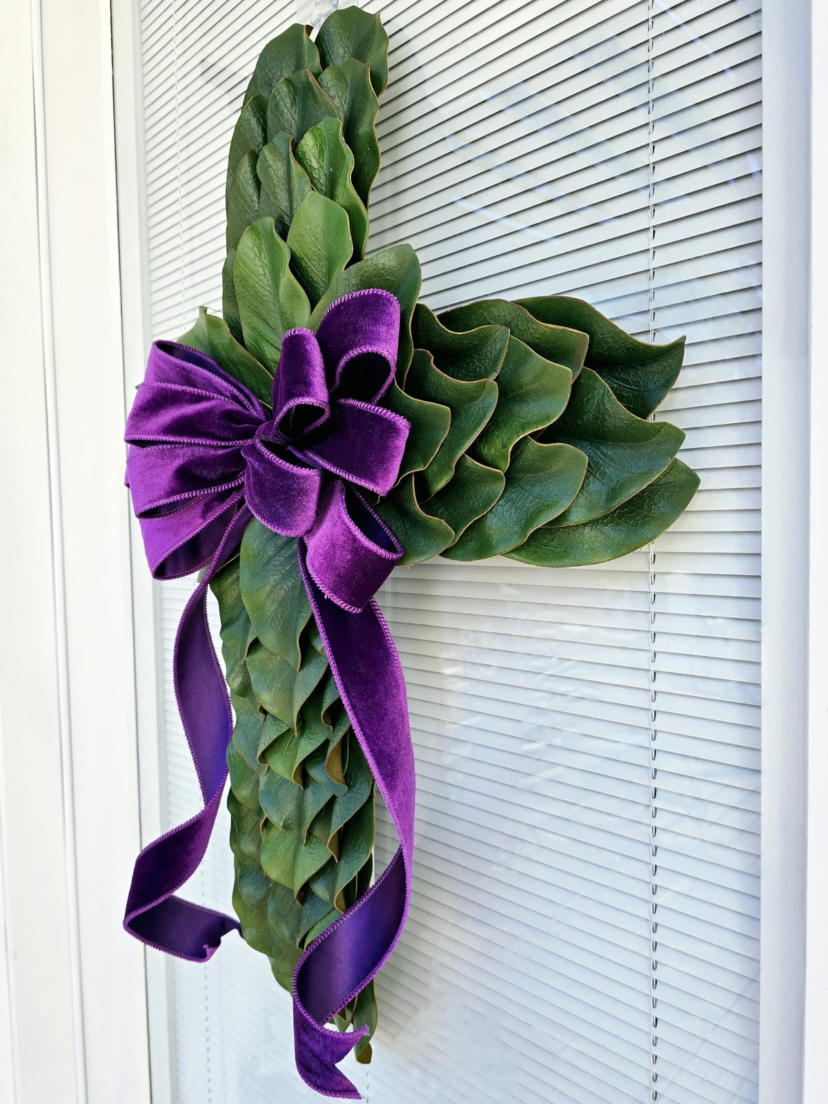 EASTER CROSS WREATH For Front Door, Double Door Wreaths, Memorial, Year Round, Religious Wall Decor, Christian Church, Christianity Gift