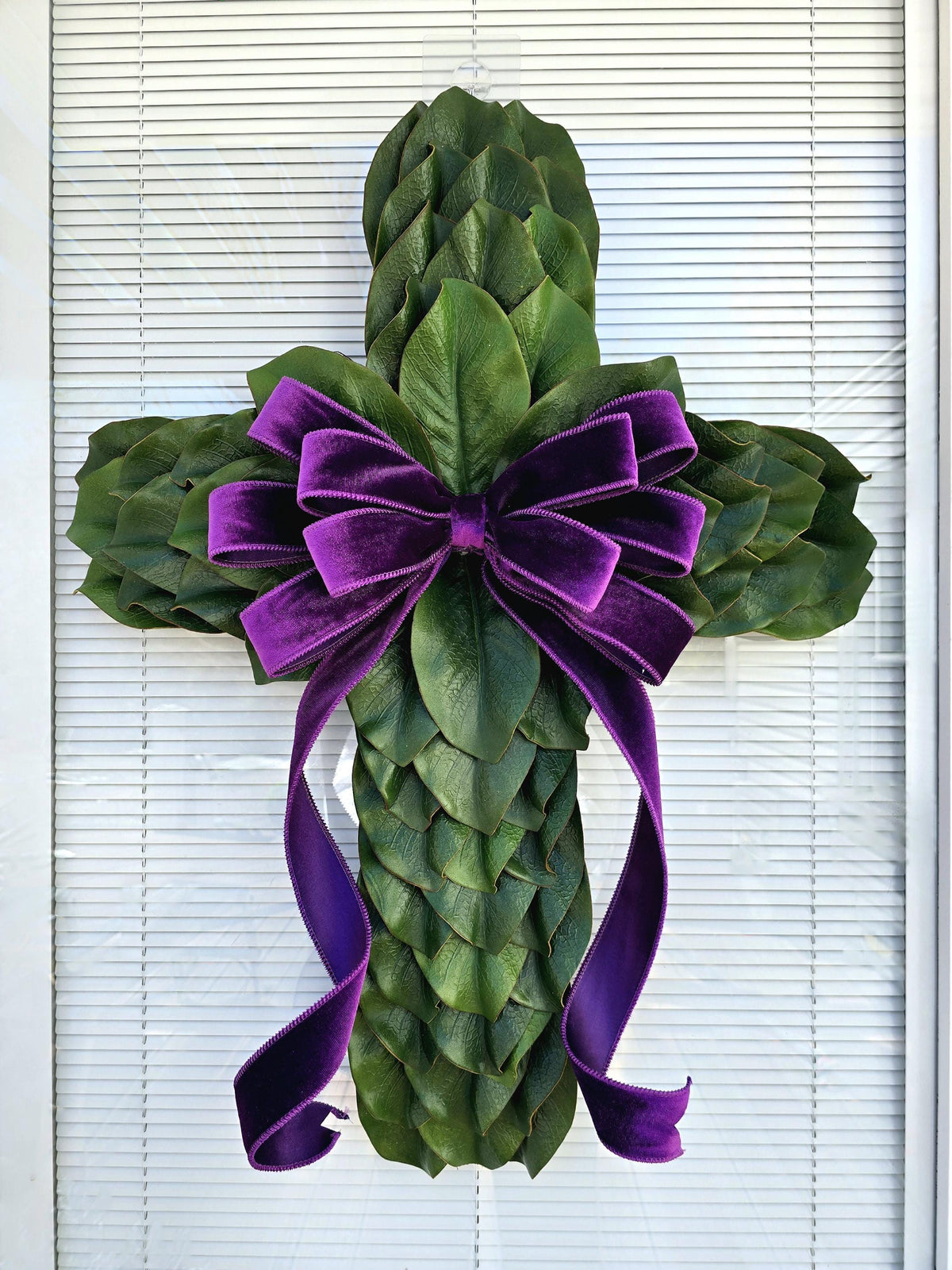 EASTER CROSS WREATH For Front Door, Double Door Wreaths, Memorial, Year Round, Religious Wall Decor, Christian Church, Christianity Gift