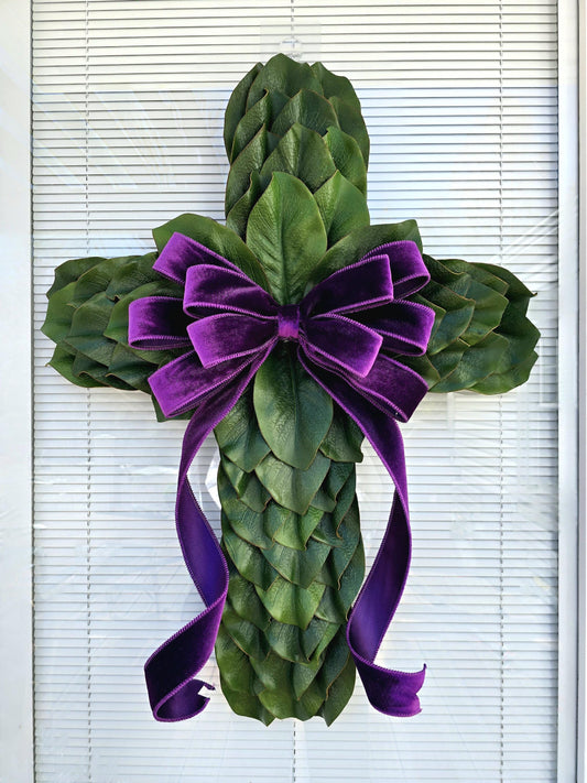 EASTER CROSS WREATH For Front Door, Double Door Wreaths, Memorial, Year Round, Religious Wall Decor, Christian Church, Christianity Gift