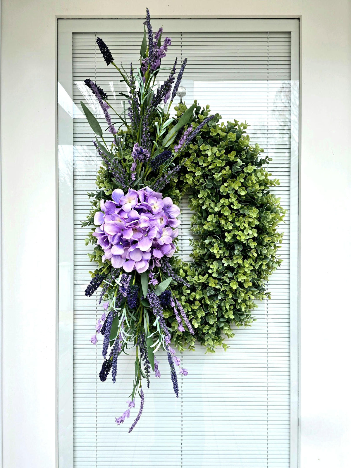 SPRING SUMMER WREATH For Front Door Double Door Wreaths Purple Hydrangea Lavender Wild Flowers Eucalyptus Home Decor Oval Year Round Gifts