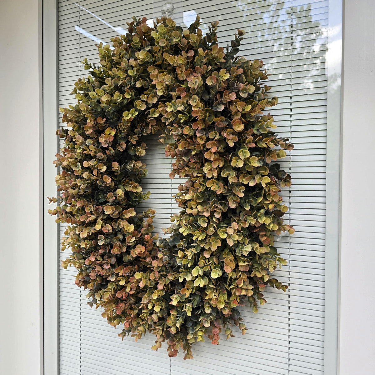 Fall Eucalyptus Boxwood Wreath Oval Farmhouse Front Door Decor, Double Door Wreath, Autumn Decor