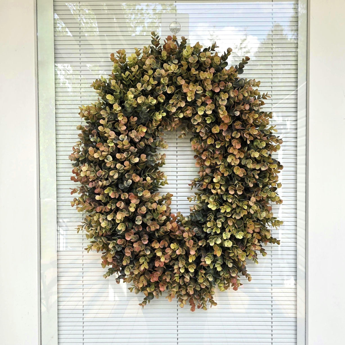 Fall Eucalyptus Boxwood Wreath Oval Farmhouse Front Door Decor, Double Door Wreath, Autumn Decor