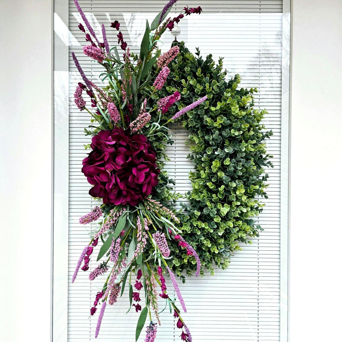 Eucalyptus & Hydrangea Wreath: Oval Spring Summer Door Decor