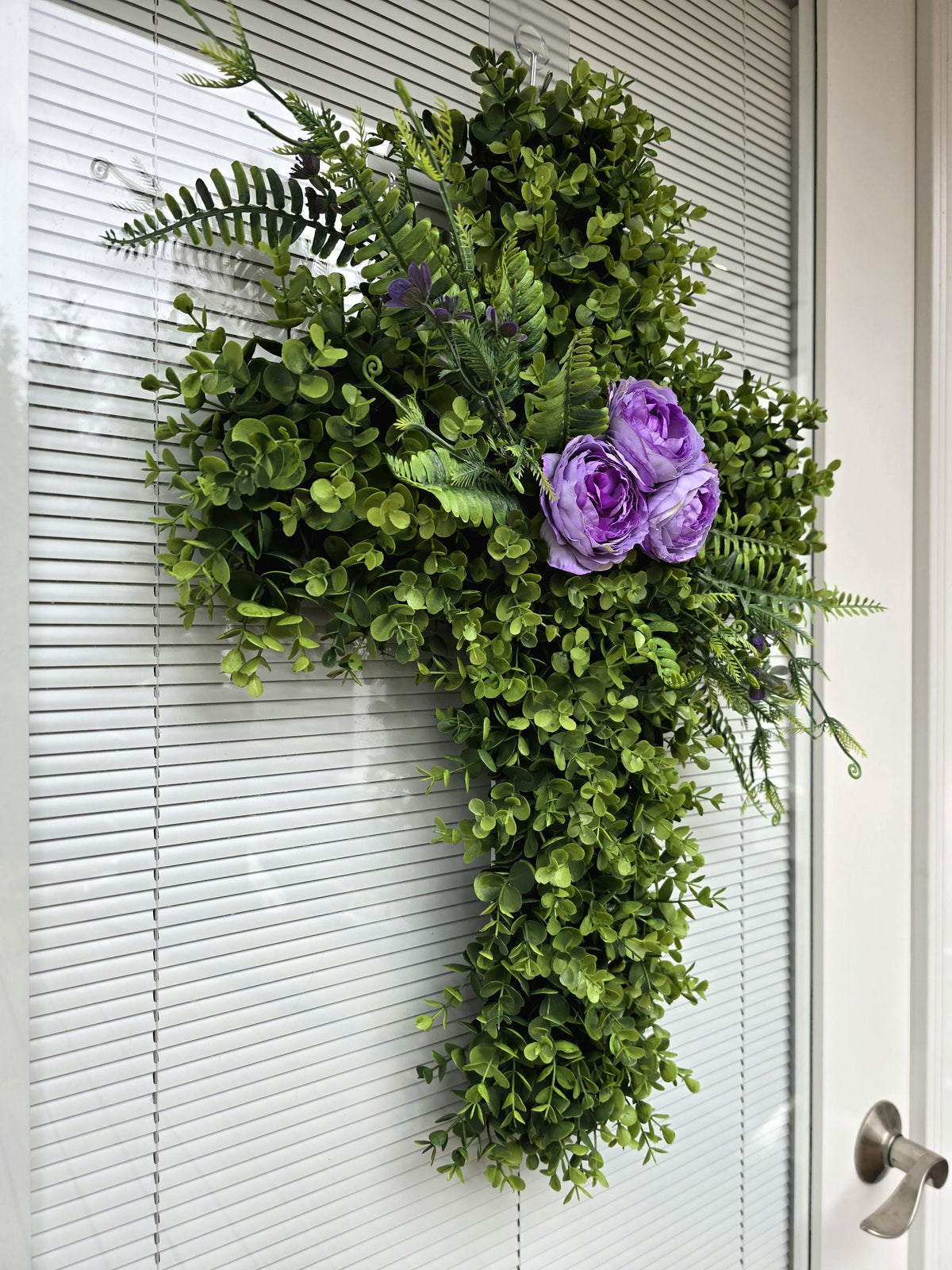 EASTER CROSS WREATH For Front Door, Double Door Wreaths, Memorial, Year Round, Religious Wall Decor, Christian Church, Christianity Gift