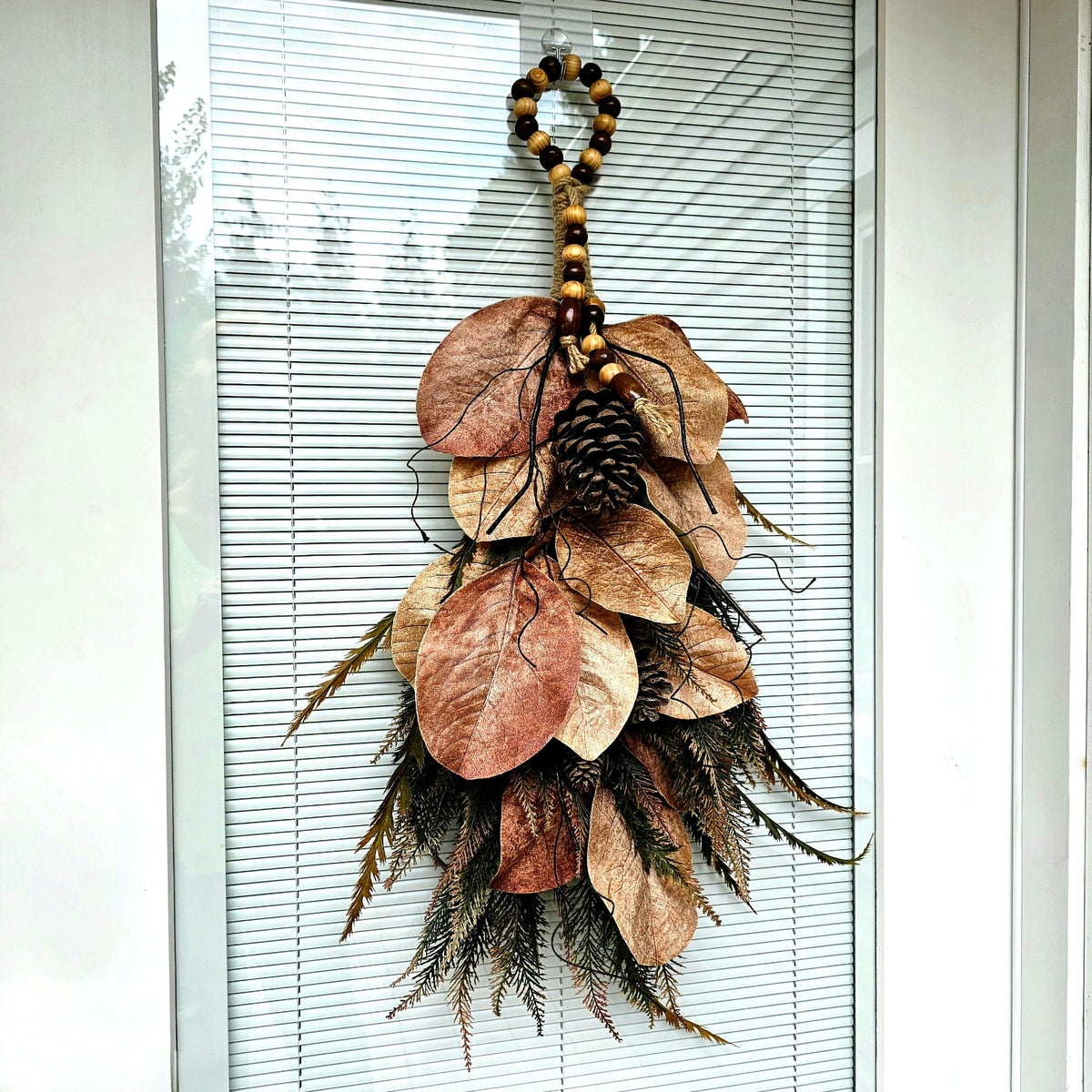 Fall Wreath For Front Door Outdoor Autumn Magnolia Leaf Teardrop Swag Porch Decor
