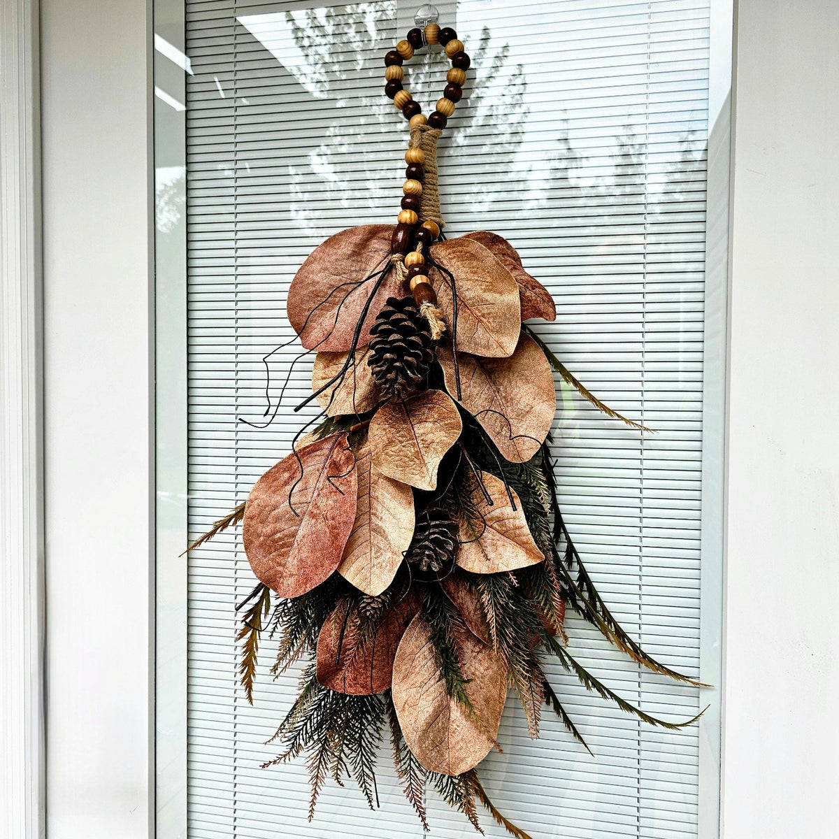 Fall Wreath For Front Door Outdoor Autumn Magnolia Leaf Teardrop Swag Porch Decor