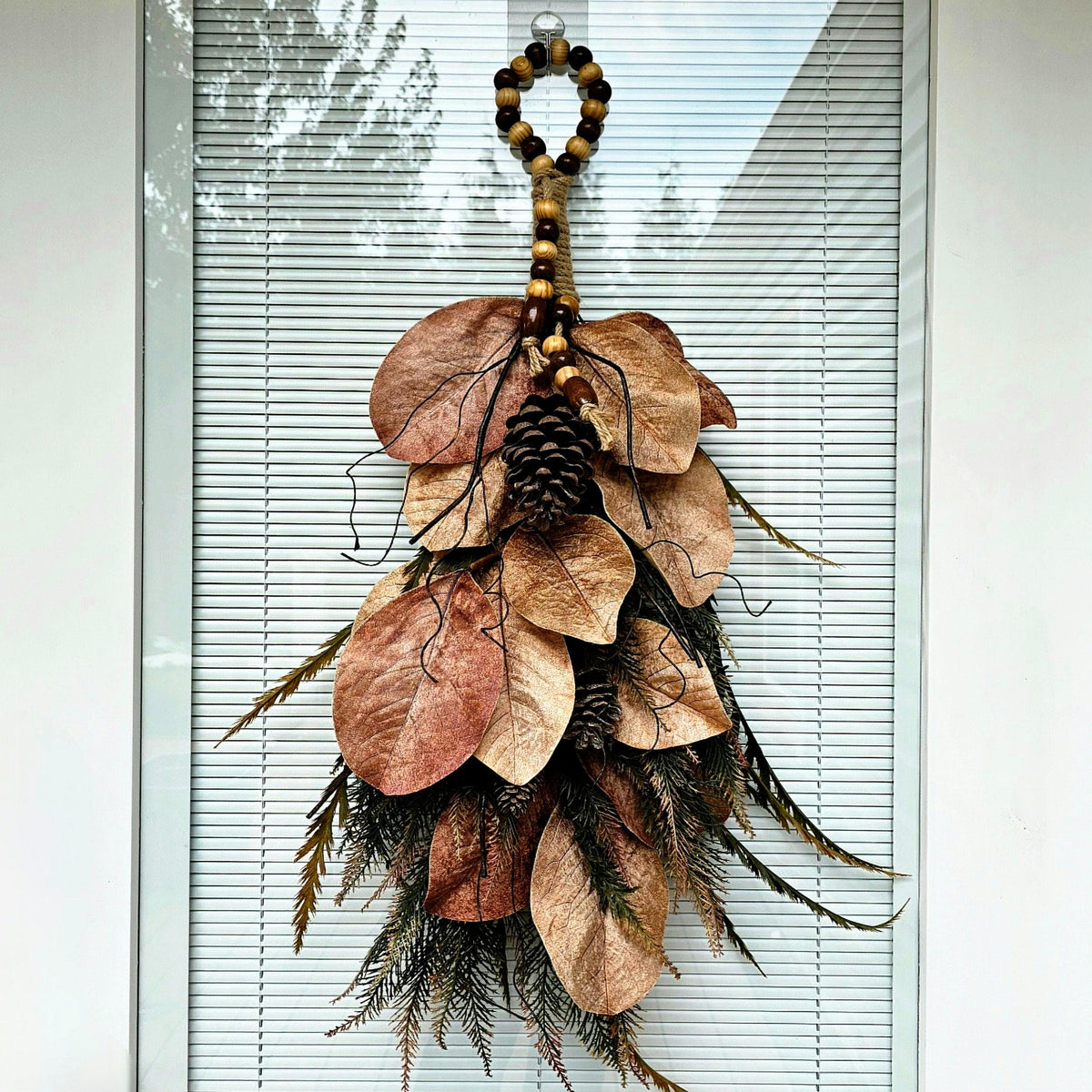 Fall Wreath For Front Door Outdoor Autumn Magnolia Leaf Teardrop Swag Porch Decor