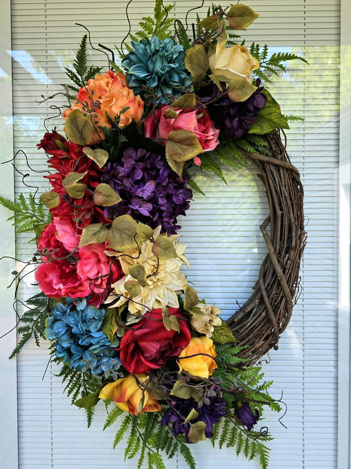 Spring Wreath, Summer Wreath, Double Door Wreaths, Front Door Wreaths, Farmhouse Decor, Housewarming Gift, Unique, Home Decor