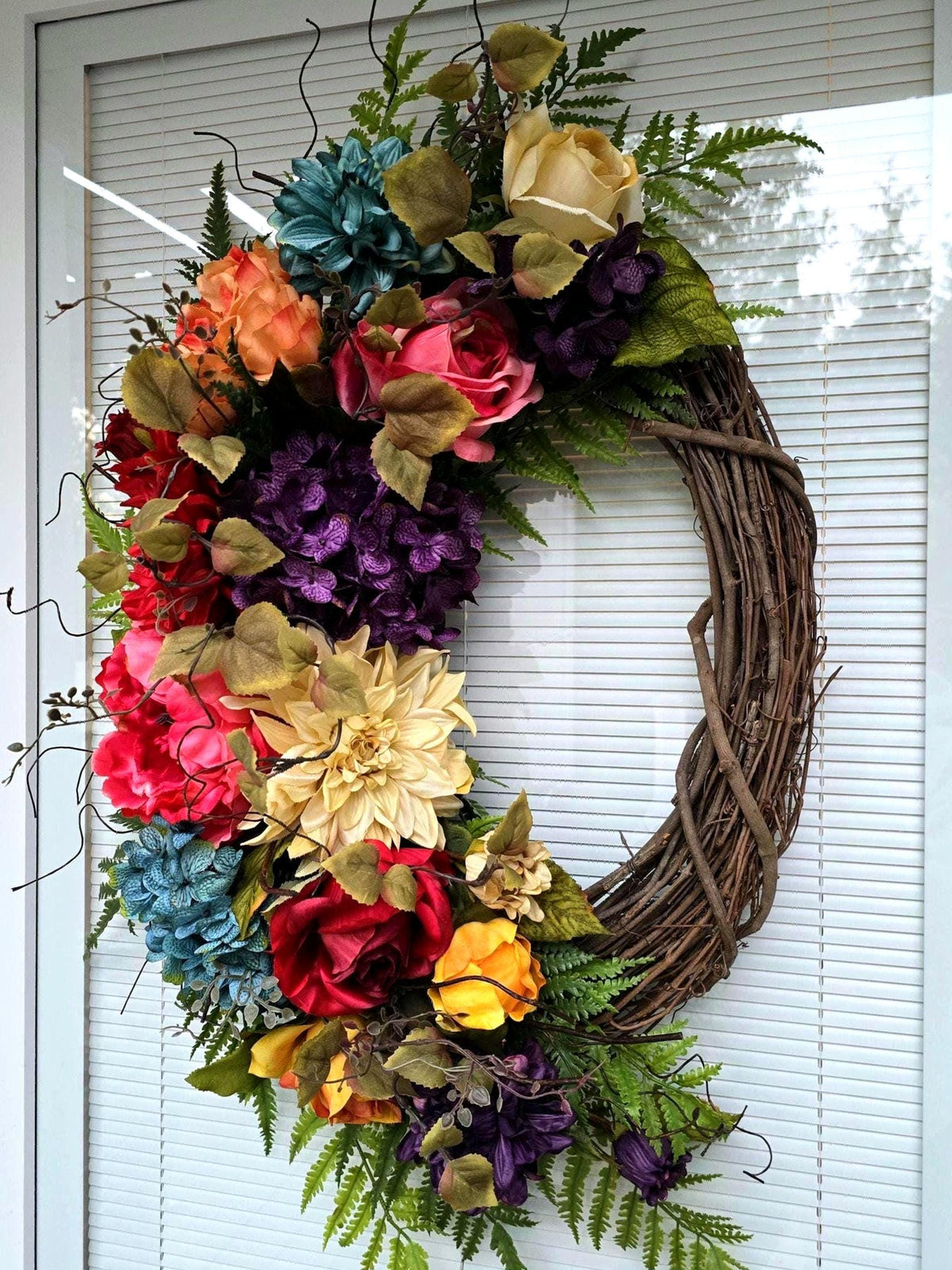 Spring Wreath, Summer Wreath, Double Door Wreaths, Front Door Wreaths, Farmhouse Decor, Housewarming Gift, Unique, Home Decor