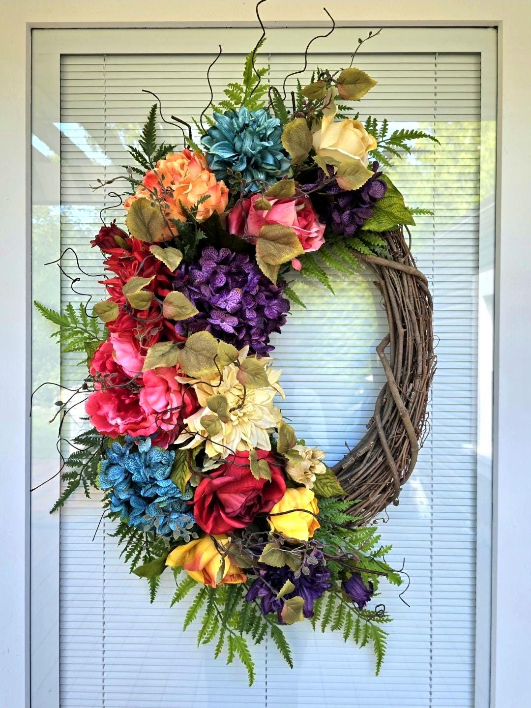 Spring Wreath, Summer Wreath, Double Door Wreaths, Front Door Wreaths, Farmhouse Decor, Housewarming Gift, Unique, Home Decor