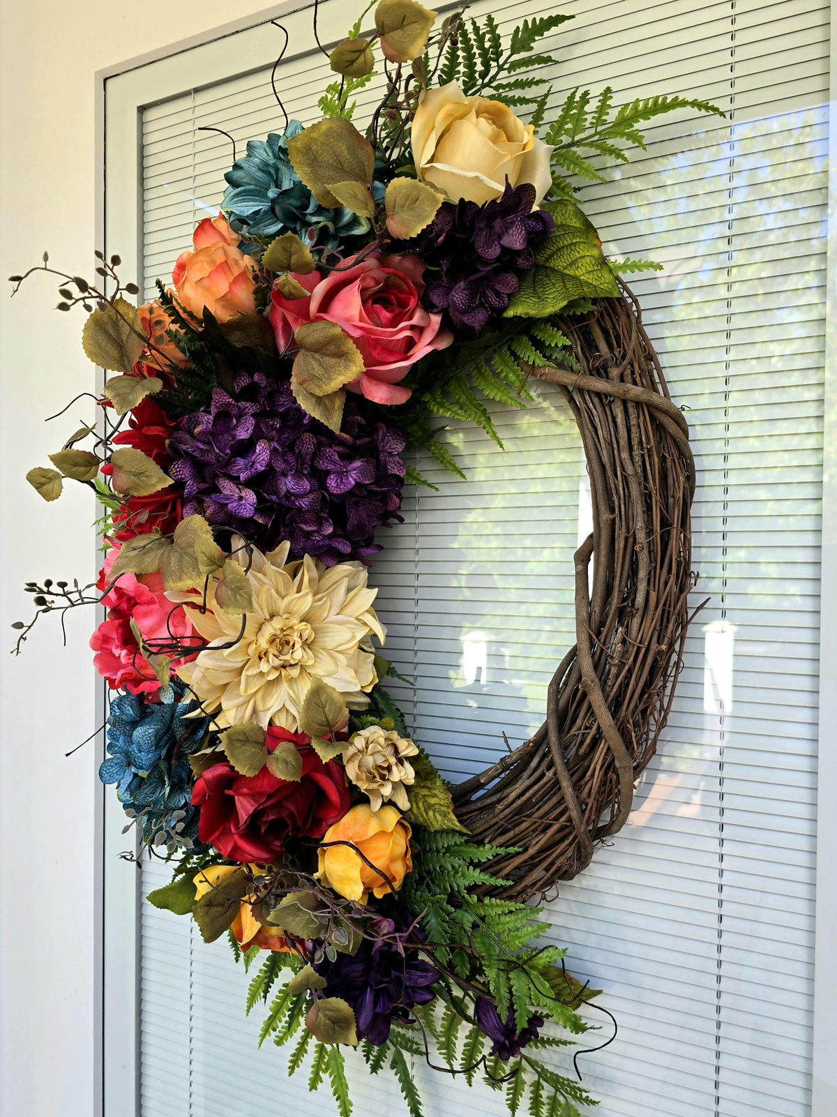 Spring Wreath, Summer Wreath, Double Door Wreaths, Front Door Wreaths, Farmhouse Decor, Housewarming Gift, Unique, Home Decor