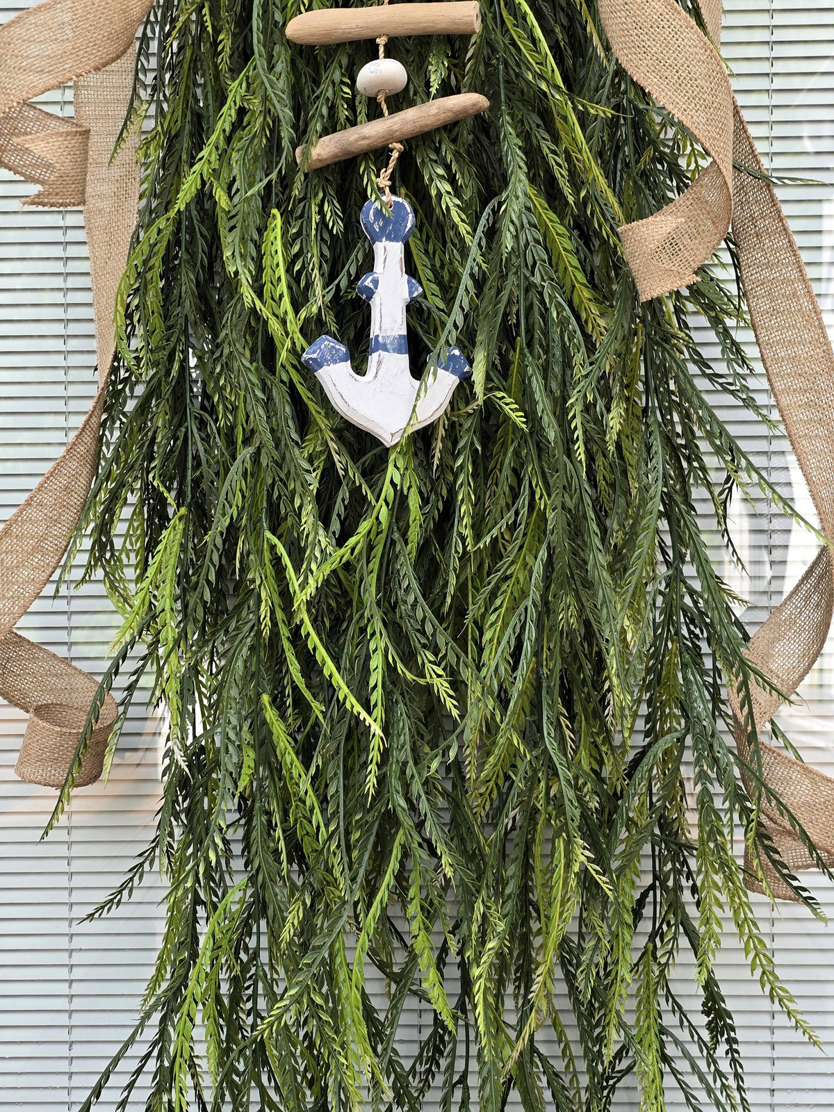 Welcome Nautical Coastal Wreath Swag For Front Door Decor, Double Door Wreaths, Rustic Farmhouse Beach Teardrop Swag, XL Extra Large Decor