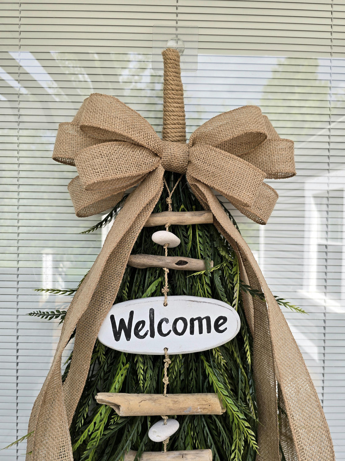 Welcome Nautical Coastal Wreath Swag For Front Door Decor, Double Door Wreaths, Rustic Farmhouse Beach Teardrop Swag, XL Extra Large Decor