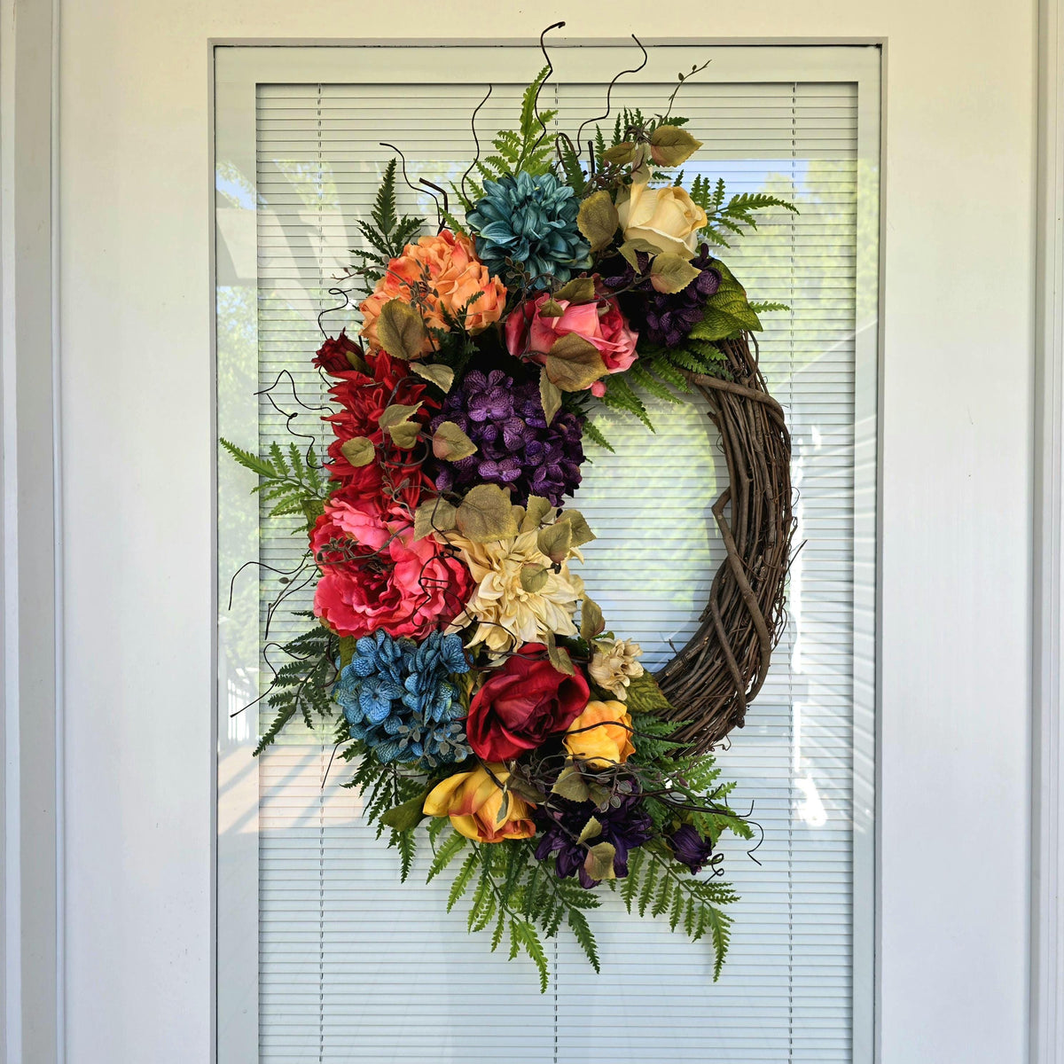 Spring Wreath, Summer Wreath, Double Door Wreaths, Front Door Wreaths, Farmhouse Decor, Housewarming Gift, Unique, Home Decor