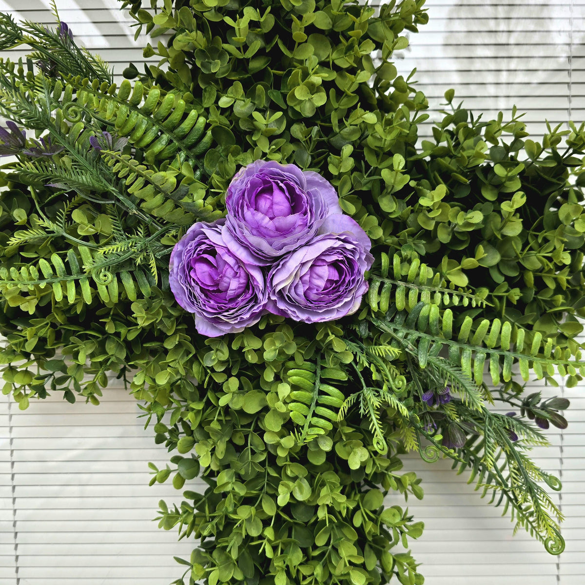 EASTER CROSS WREATH For Front Door, Double Door Wreaths, Memorial, Year Round, Religious Wall Decor, Christian Church, Christianity Gift