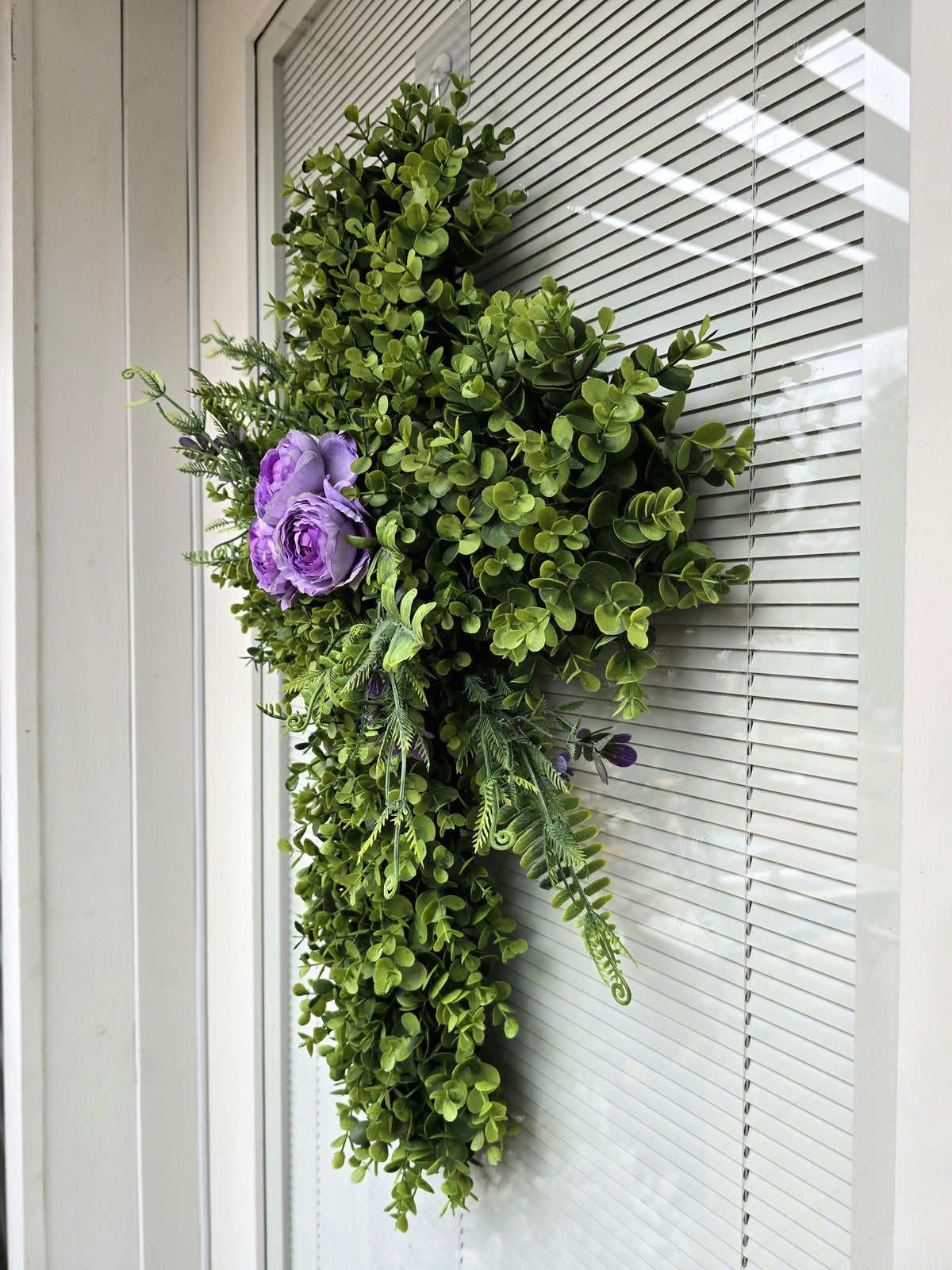 EASTER CROSS WREATH For Front Door, Double Door Wreaths, Memorial, Year Round, Religious Wall Decor, Christian Church, Christianity Gift
