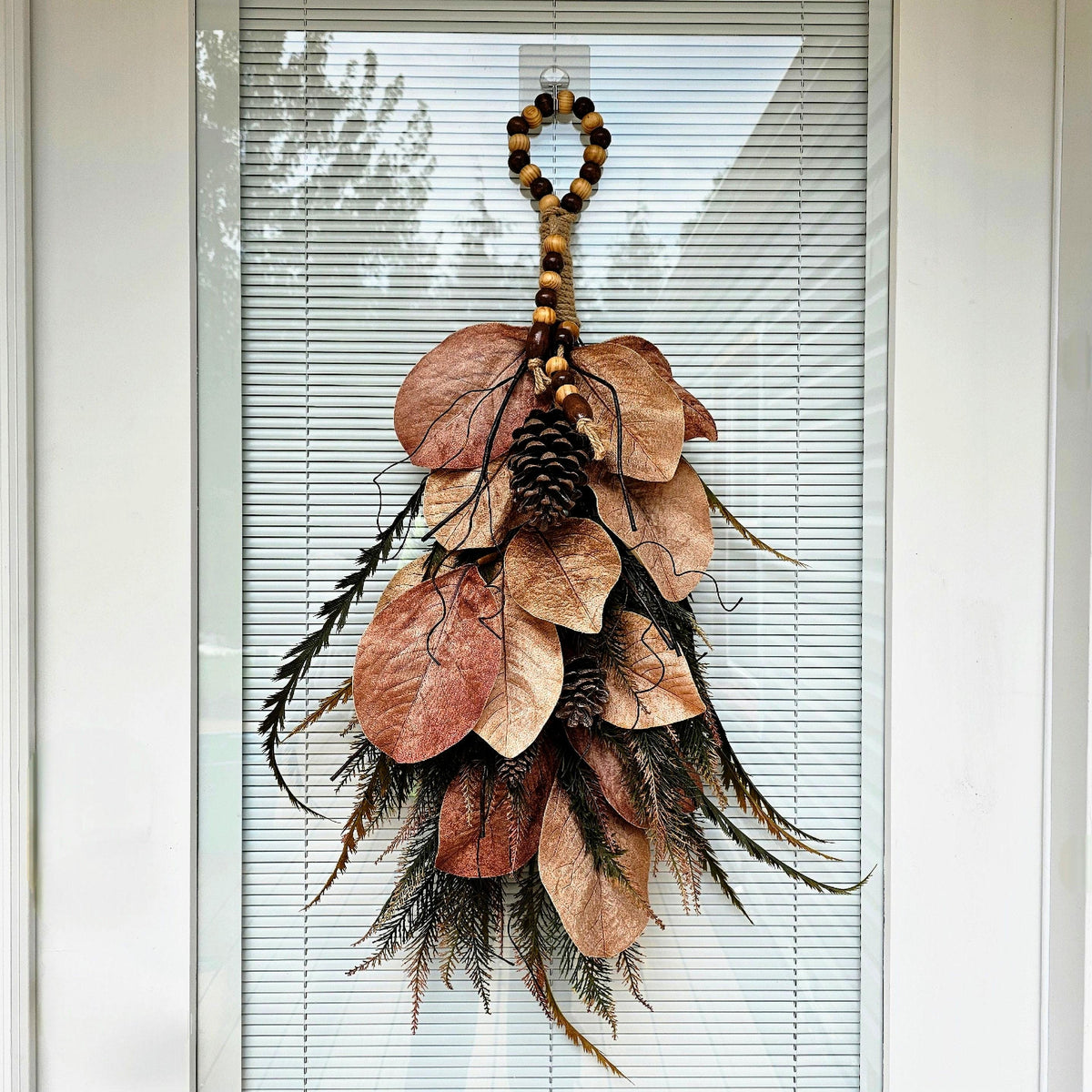 Fall Wreath For Front Door Outdoor Autumn Magnolia Leaf Teardrop Swag Porch Decor